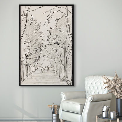 Vintage Landscape Prints Landscape Sketch Vintage Framed Canvas Print Wall Art