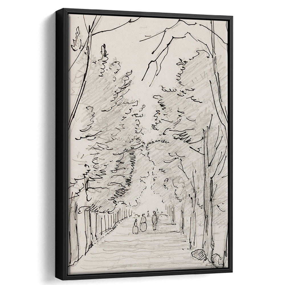 Vintage Landscape Prints Landscape Sketch Vintage Framed Canvas Print Wall Art