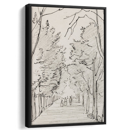 Vintage Landscape Prints Landscape Sketch Vintage Framed Canvas Print Wall Art