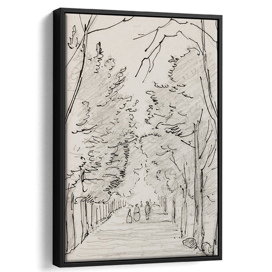 Vintage Landscape Prints Landscape Sketch Vintage Framed Canvas Print Wall Art