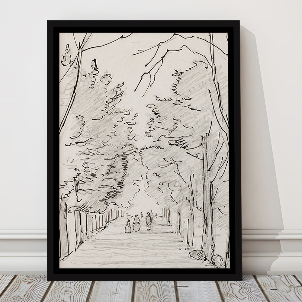 Vintage Landscape Prints Landscape Sketch Vintage Framed Canvas Print Wall Art