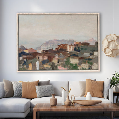 Vintage Landscape Prints Framed Canvas Print Wall Art, Abstract Oil Painting, Ready to hang