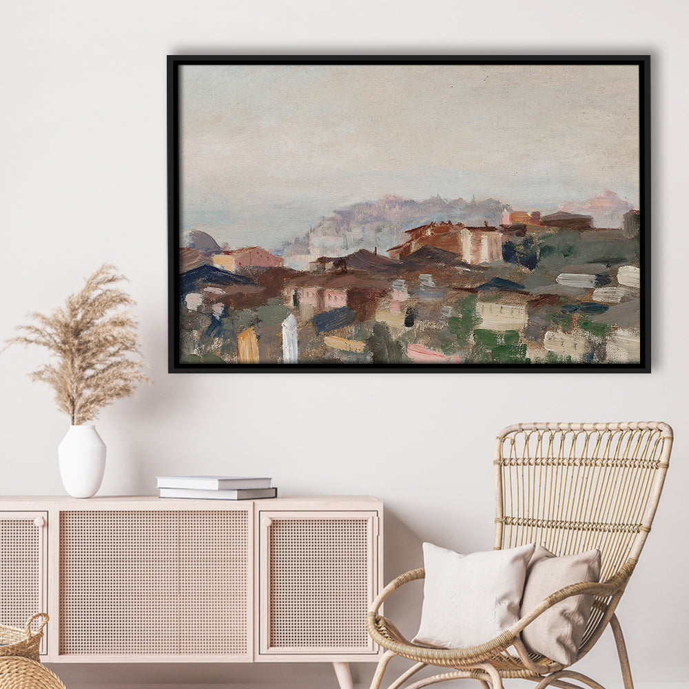 Vintage Landscape Prints Framed Canvas Print Wall Art, Abstract Oil Painting, Ready to hang
