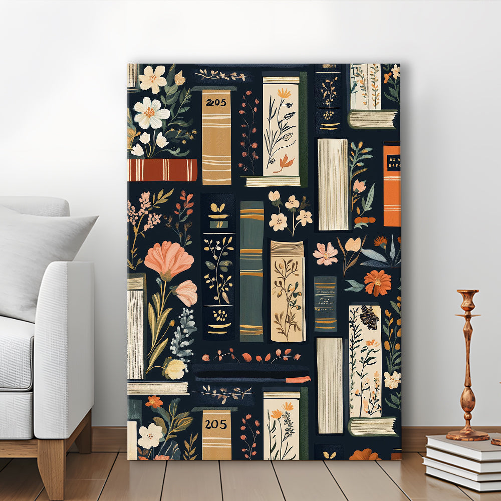 Vintage Library 1, Book Art Print, Book Lovers Gift, Reading Gift, Retro Book Lovers Art, Canvas Print, Canvas Decor