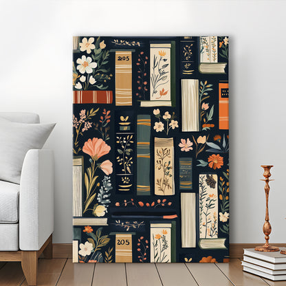 Vintage Library 1, Book Art Print, Book Lovers Gift, Reading Gift, Retro Book Lovers Art, Canvas Print, Canvas Decor