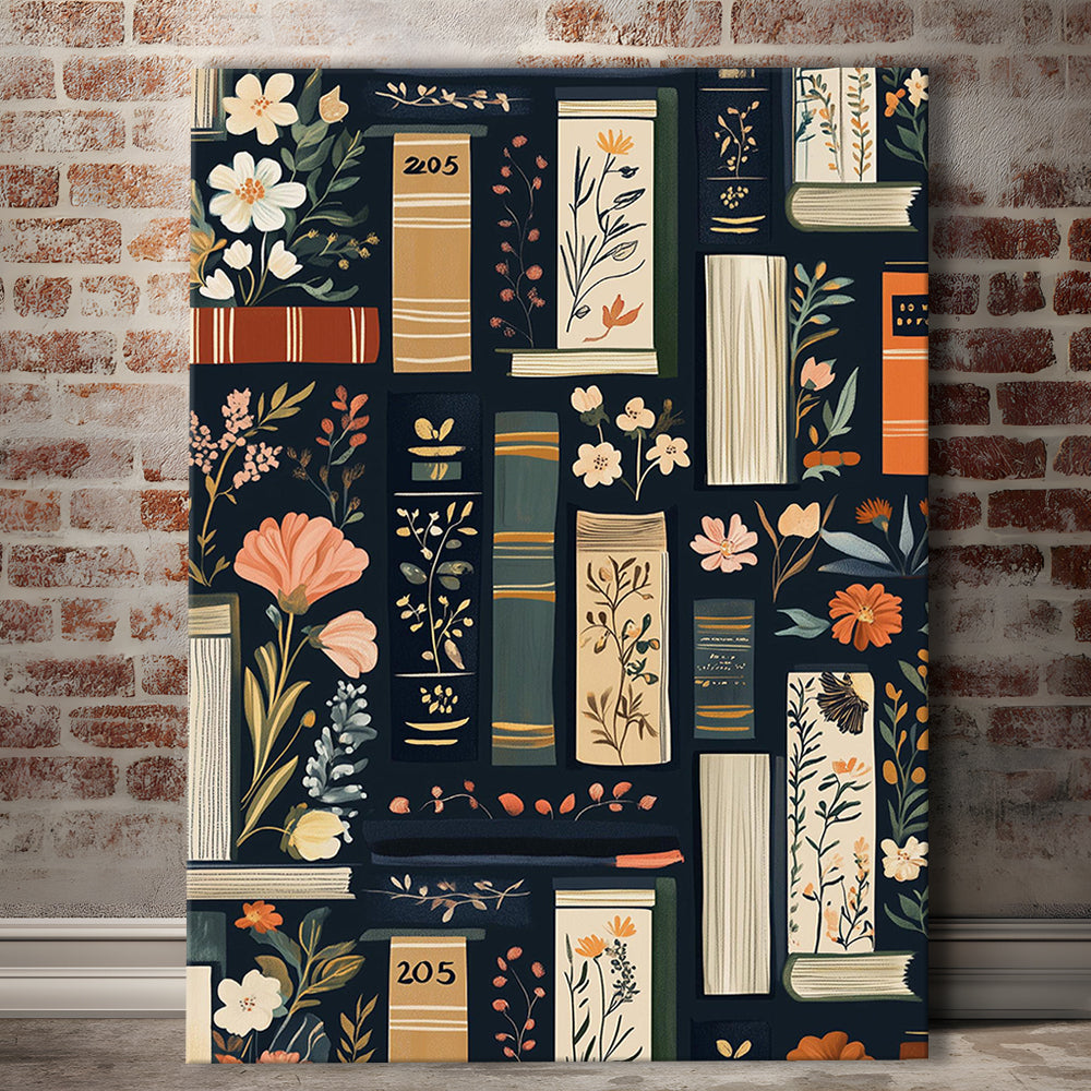Vintage Library 1, Book Art Print, Book Lovers Gift, Reading Gift, Retro Book Lovers Art, Canvas Print, Canvas Decor