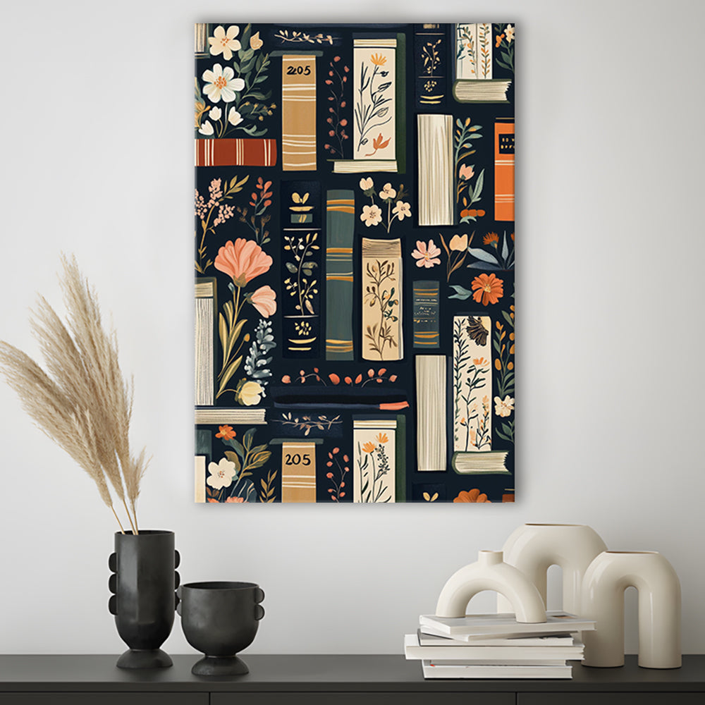Vintage Library 1, Book Art Print, Book Lovers Gift, Reading Gift, Retro Book Lovers Art, Canvas Print, Canvas Decor