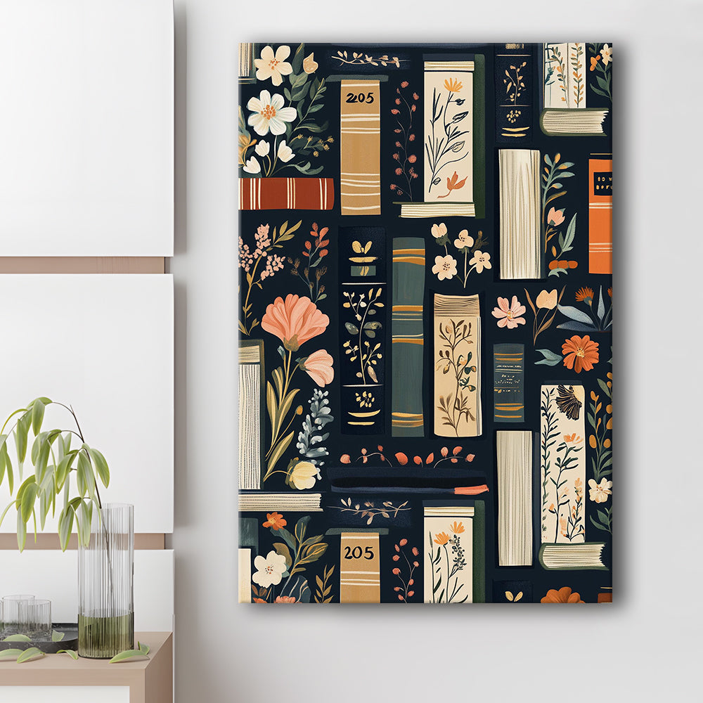 Vintage Library 1, Book Art Print, Book Lovers Gift, Reading Gift, Retro Book Lovers Art, Canvas Print, Canvas Decor