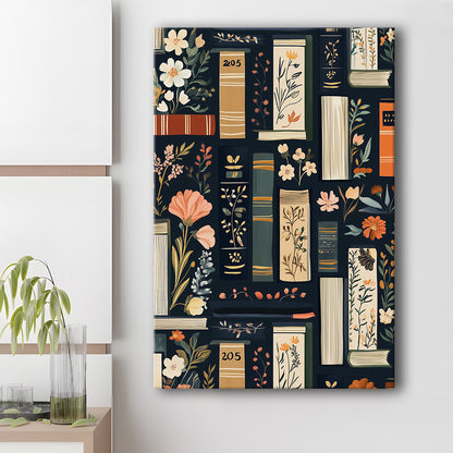 Vintage Library 1, Book Art Print, Book Lovers Gift, Reading Gift, Retro Book Lovers Art, Canvas Print, Canvas Decor