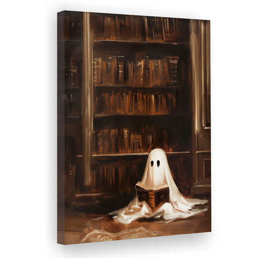 Vintage Library Ghost Print,Halloween Decor ,Academia,Spooky,Ghost Painting, Canvas Print Wall Art, Wall Decor, Painting Canvas