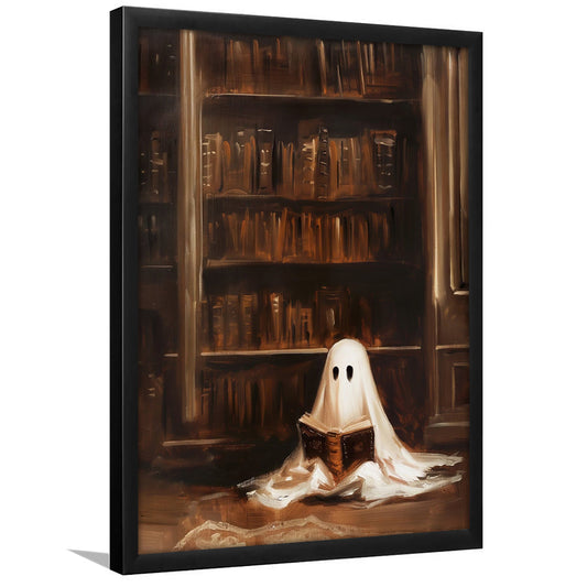 Vintage Library Ghost Print,Halloween Decor ,Academia,Spooky,Ghost Painting, Framed Art Print Wall Decor, Picture Framed