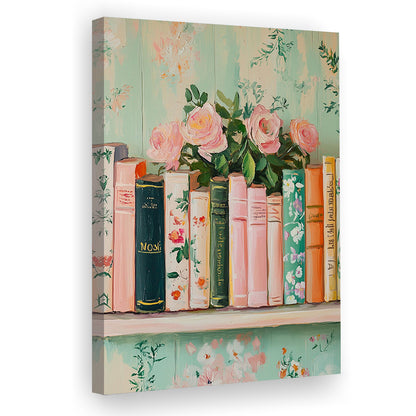 Vintage Library, Book Art Print, Reading Wall, Book Lovers Gift, Antique Retro Wall Art, Canvas Print, Canvas Decor