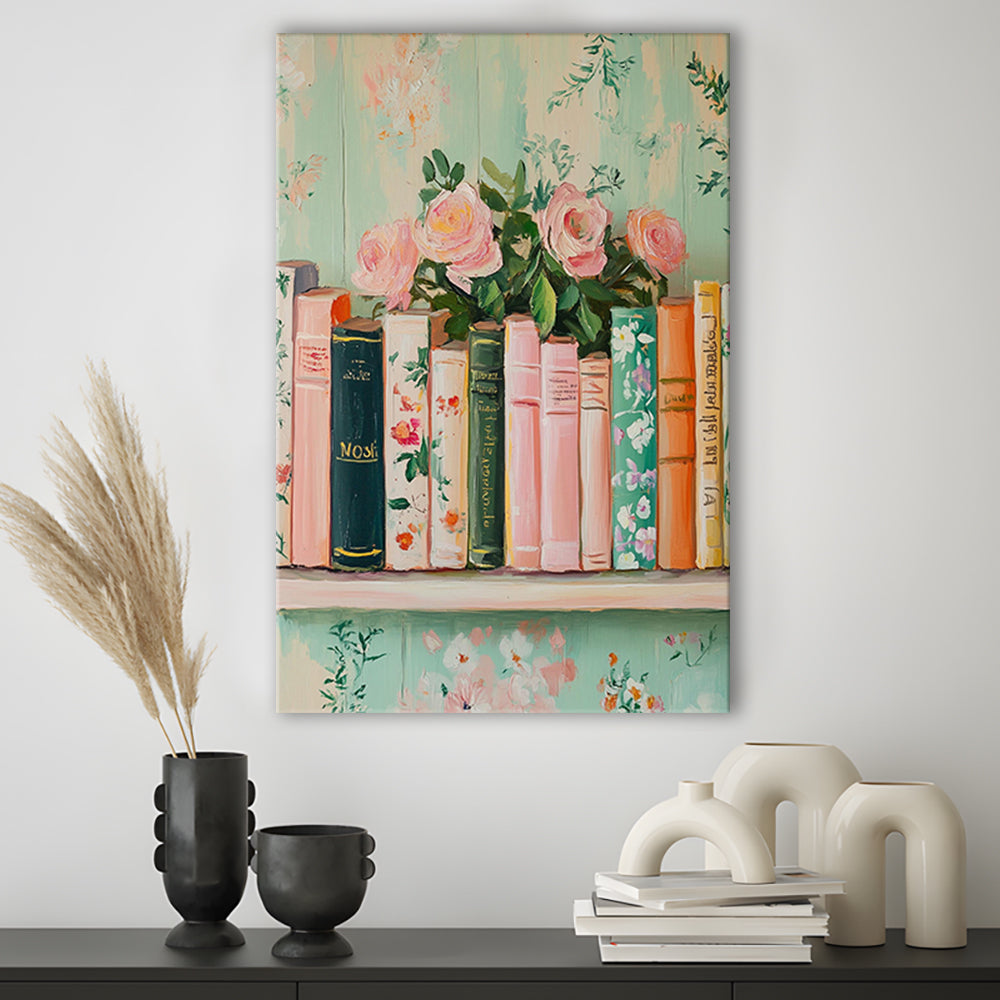 Vintage Library, Book Art Print, Reading Wall, Book Lovers Gift, Antique Retro Wall Art, Canvas Print, Canvas Decor