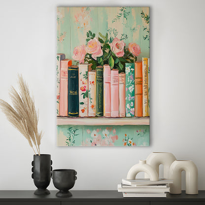 Vintage Library, Book Art Print, Reading Wall, Book Lovers Gift, Antique Retro Wall Art, Canvas Print, Canvas Decor