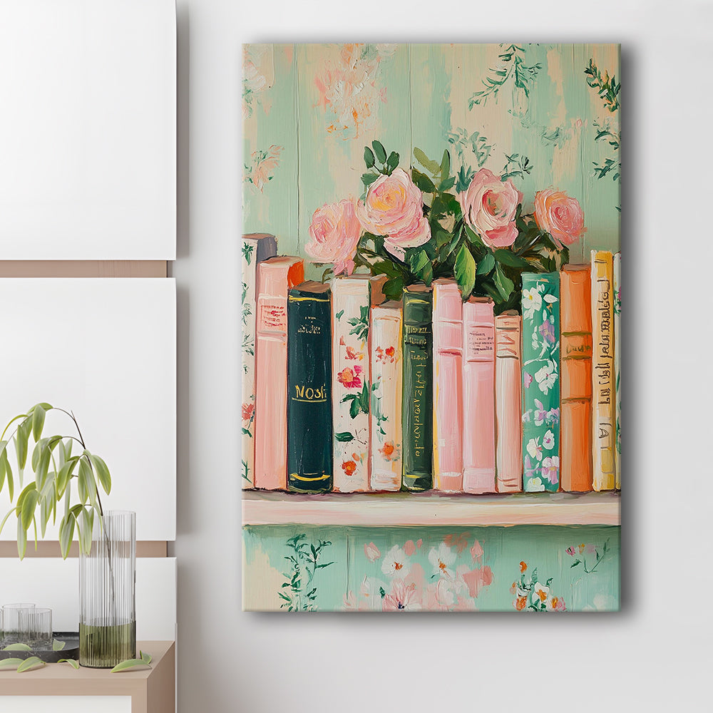 Vintage Library, Book Art Print, Reading Wall, Book Lovers Gift, Antique Retro Wall Art, Canvas Print, Canvas Decor