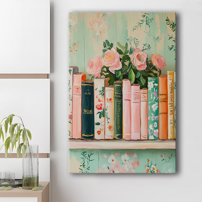 Vintage Library, Book Art Print, Reading Wall, Book Lovers Gift, Antique Retro Wall Art, Canvas Print, Canvas Decor