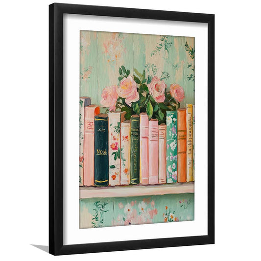 Vintage Library, Book Art Print, Reading Wall, Book Lovers Gift, Antique Retro Wall Art, Framed Art Print, White Border