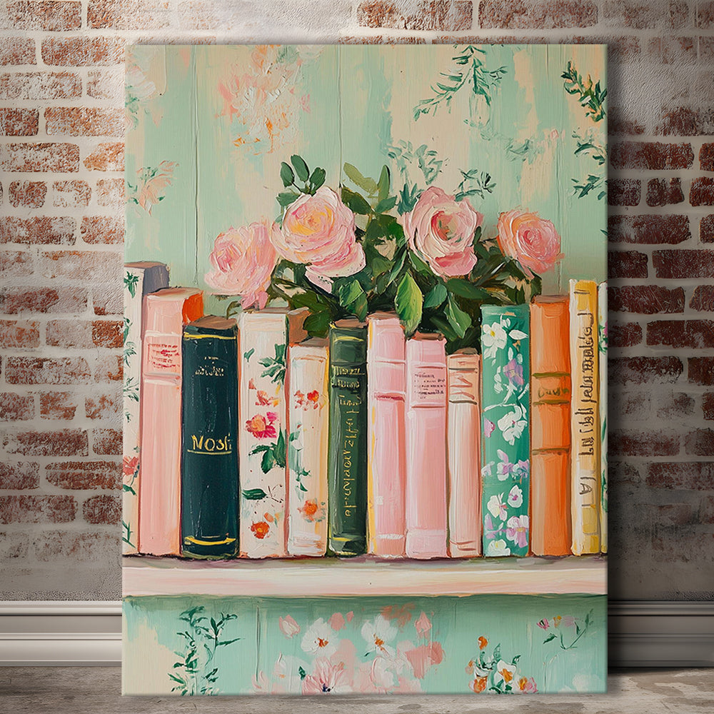 Vintage Library, Book Art Print, Reading Wall, Book Lovers Gift, Antique Retro Wall Art, Canvas Print, Canvas Decor