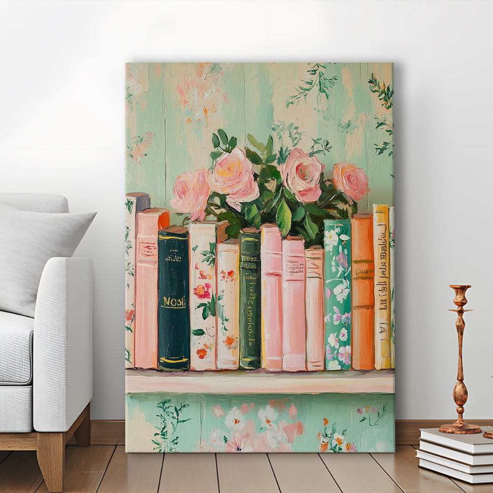 Vintage Library, Book Art Print, Reading Wall, Book Lovers Gift, Antique Retro Wall Art, Canvas Print, Canvas Decor