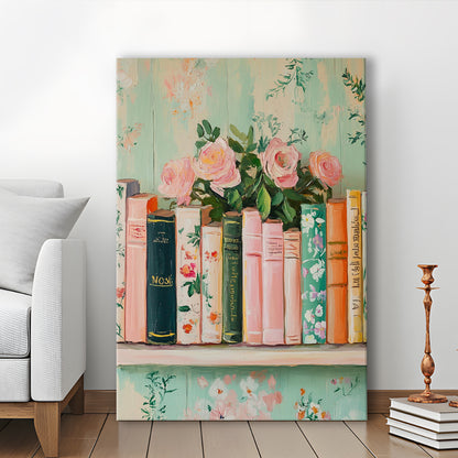 Vintage Library, Book Art Print, Reading Wall, Book Lovers Gift, Antique Retro Wall Art, Canvas Print, Canvas Decor