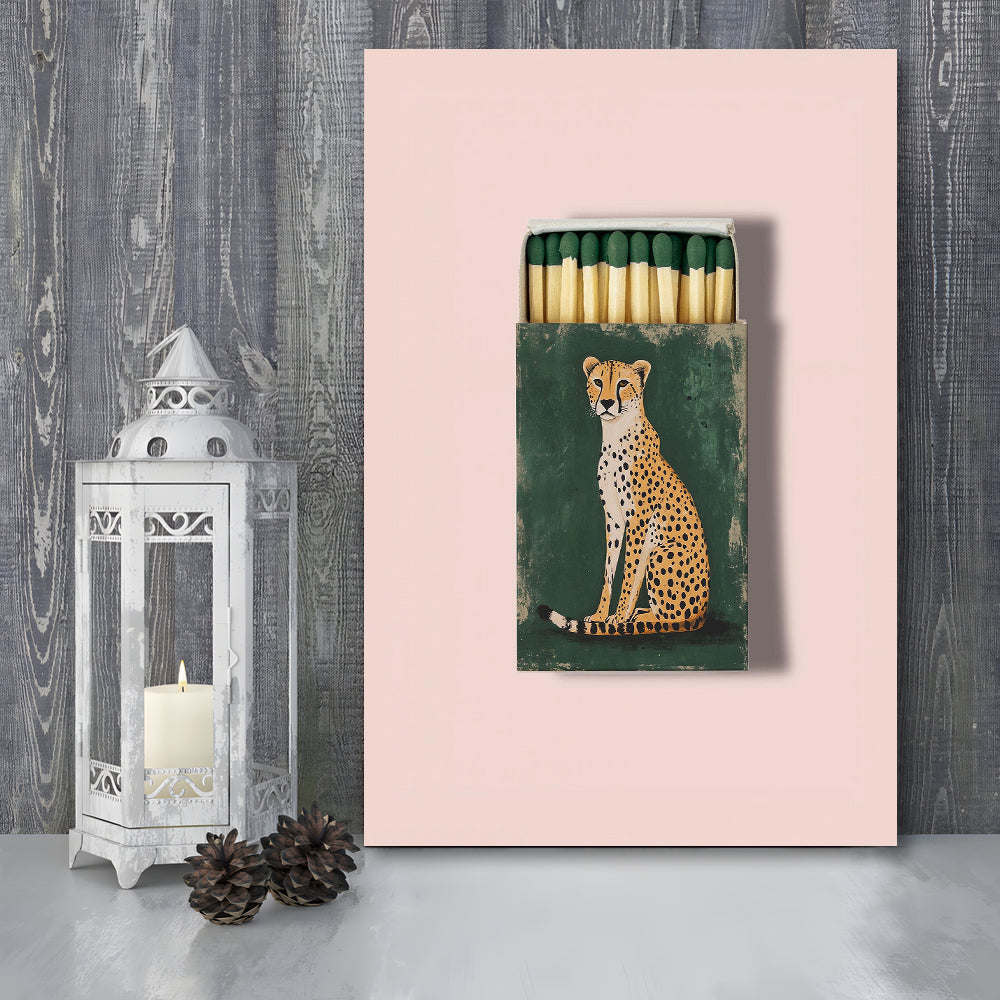 Vintage Matchbox Cheetah Print, Emerald Green Leopard Print, Funky Wall Art, Animal Print, Canvas Print, Canvas Decor