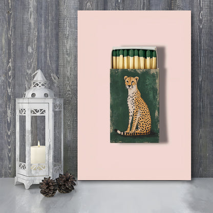 Vintage Matchbox Cheetah Print, Emerald Green Leopard Print, Funky Wall Art, Animal Print, Canvas Print, Canvas Decor