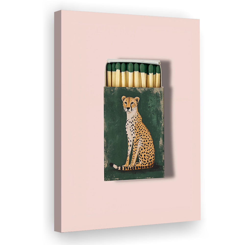 Vintage Matchbox Cheetah Print, Emerald Green Leopard Print, Funky Wall Art, Animal Print, Canvas Print, Canvas Decor