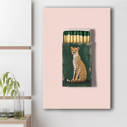 Vintage Matchbox Cheetah Print, Emerald Green Leopard Print, Funky Wall Art, Animal Print, Canvas Print, Canvas Decor