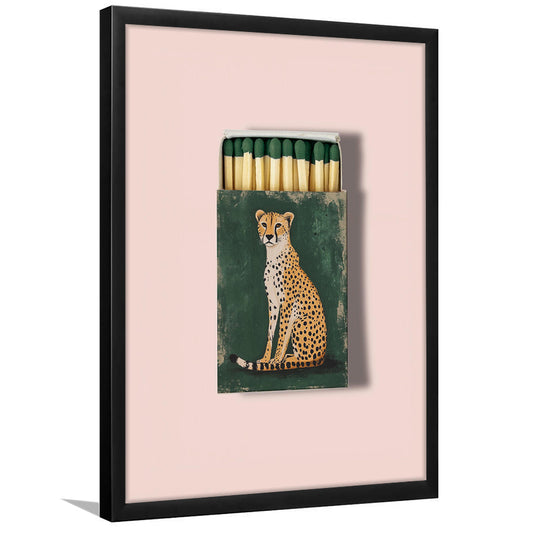 Vintage Matchbox Cheetah Print, Emerald Green Leopard Print, Funky Wall Art, Animal Print, Framed Art Print, Fine Art Print
