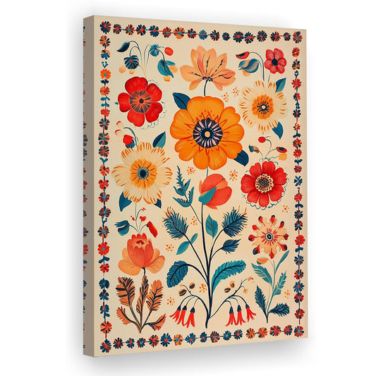 Vintage Mexican  Wall Art Print, Mexican Decor, Traditional Latin Decor, Floral Botanical Wall Art, Canvas Print, Canvas Decor