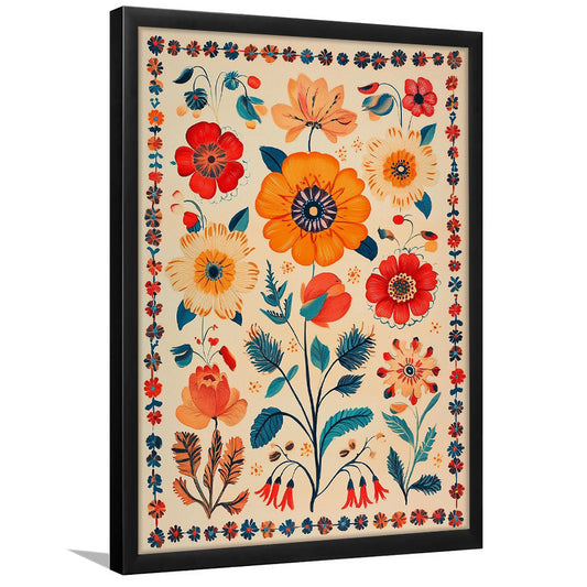 Vintage Mexican  Wall Art Print, Mexican Decor, Floral Botanical Wall Art, Framed Art Print, Fine Art Print