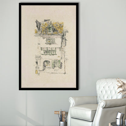 Vintage Minimalist Architecture Sketch Art Neutral Tones Cityscape Sketch Download