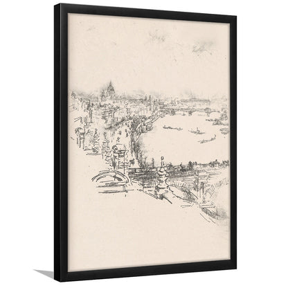 Vintage Minimalist Landscape Sketch Art Neutral Tones Cityscape Fine Art