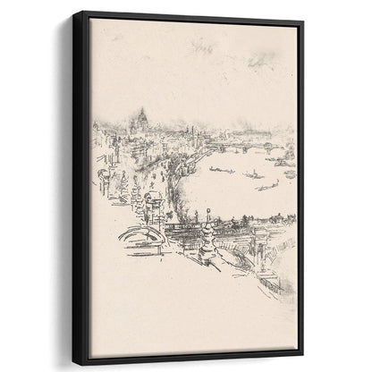 Vintage Minimalist Landscape Sketch Art Neutral Tones Cityscape Fine Art
