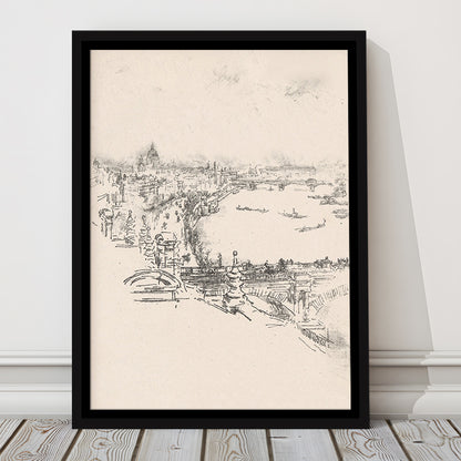 Vintage Minimalist Landscape Sketch Art Neutral Tones Cityscape Fine Art