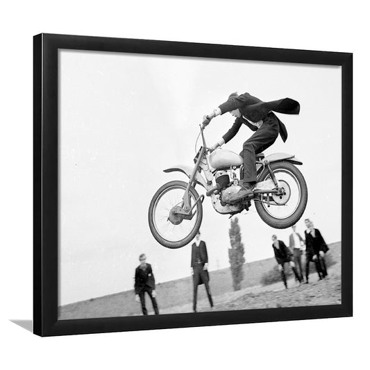 Vintage Motorcycle Print, Black and White Wall Art, Teen Boy Bedroom Decorable Art, Framed Art Print Wall Decor