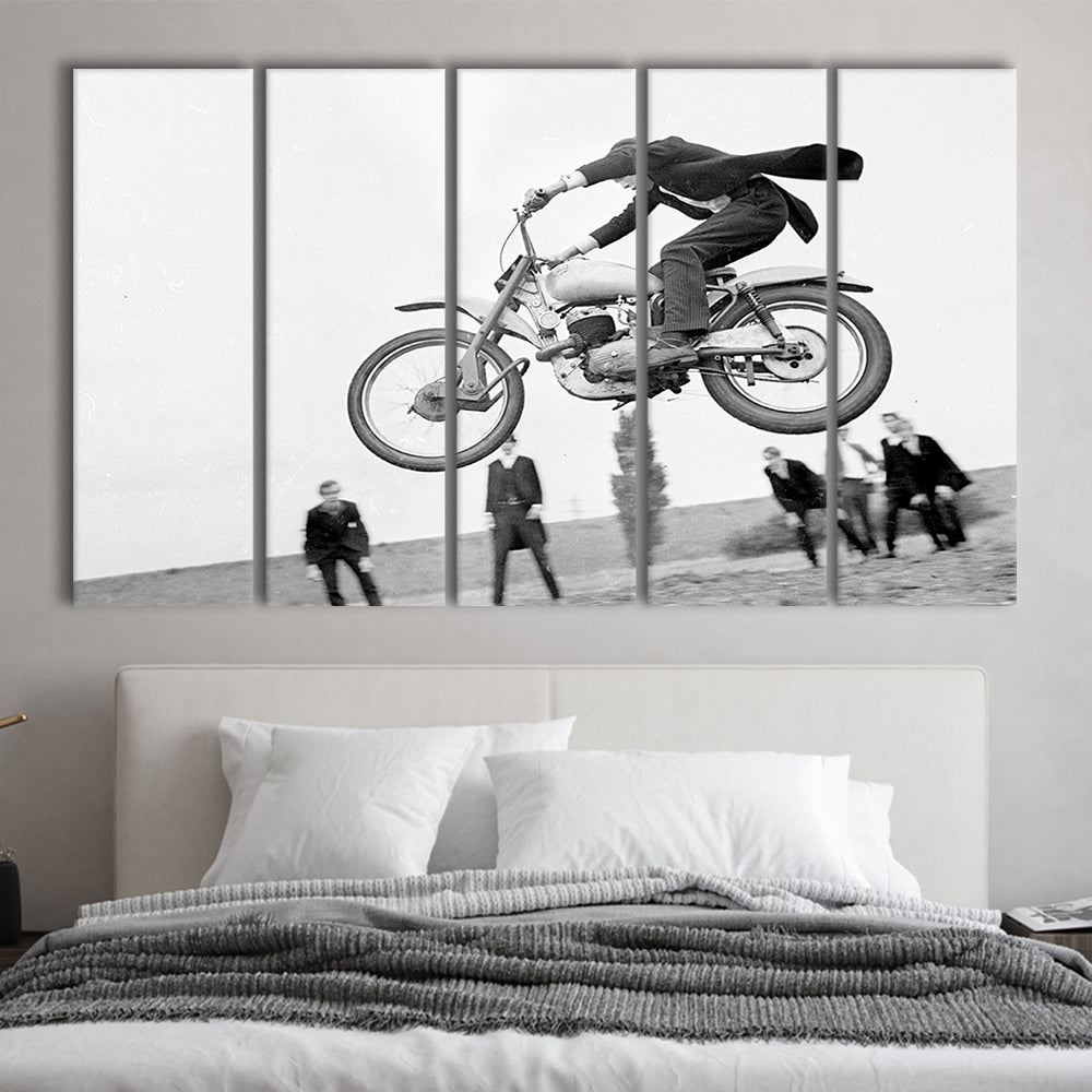 Vintage Motorcycle Print, Black and White Wall Art, Teen Boy