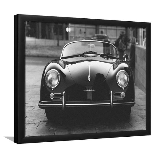 Vintage Old Porsche, Classic Car Print, Black and White, Hypebeast Room Decor, Framed Art Print Wall Decor