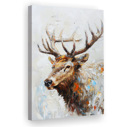 Vintage Painting Of Portrait Elk With Anlters, Canvas Art Print Decor, Painting Art, Canvas Prints Wall Art