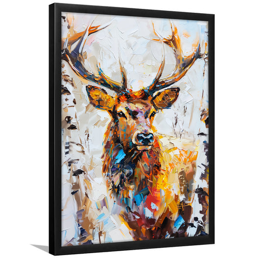 Vintage Painting  Portrait Dear Stag Head, Framed Picture Print,, Framed Art Prints Wall Decor