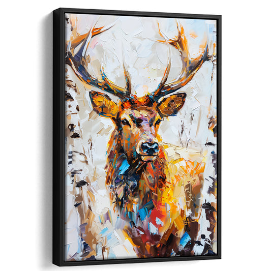 Vintage Painting  Portrait Dear Stag Head, Floating Framed Canvas Art Print,, Framed Canvas Prints Wall Art