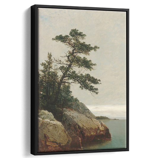 Vintage Pine Tree Print Coastal Landscape Painting Rustic Decor Antique Art Gallery Wall