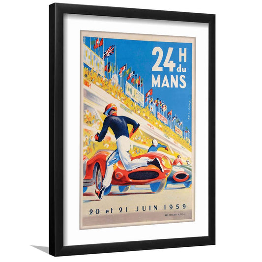 Vintage Racing, Grand Prix, Racing Decor Art, Racing Fun Gift Idea, Gift For Him, Framed Art Print, White Border