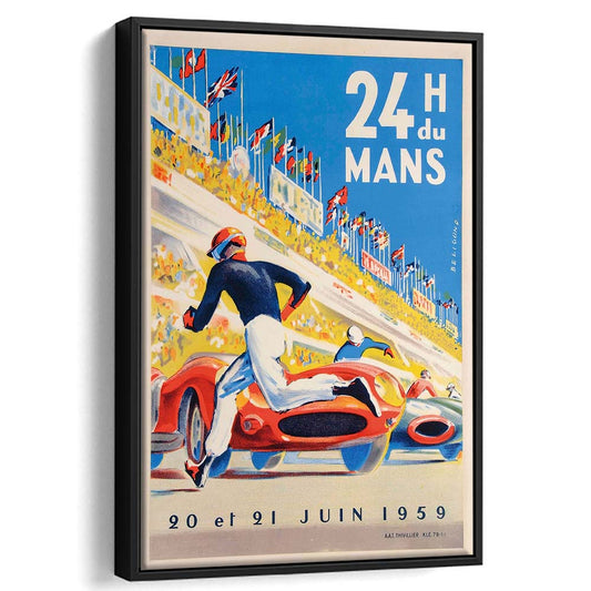 Vintage Racing, Grand Prix, Racing Decor Art, Racing Fun Gift Idea, Gift For Him, Framed Canvas Print, Floating Frame
