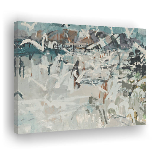 Vintage Seascape Abstract Canvas Print Wall Art, Large Coastal Canvas Print Wall Art, Gallery Wall