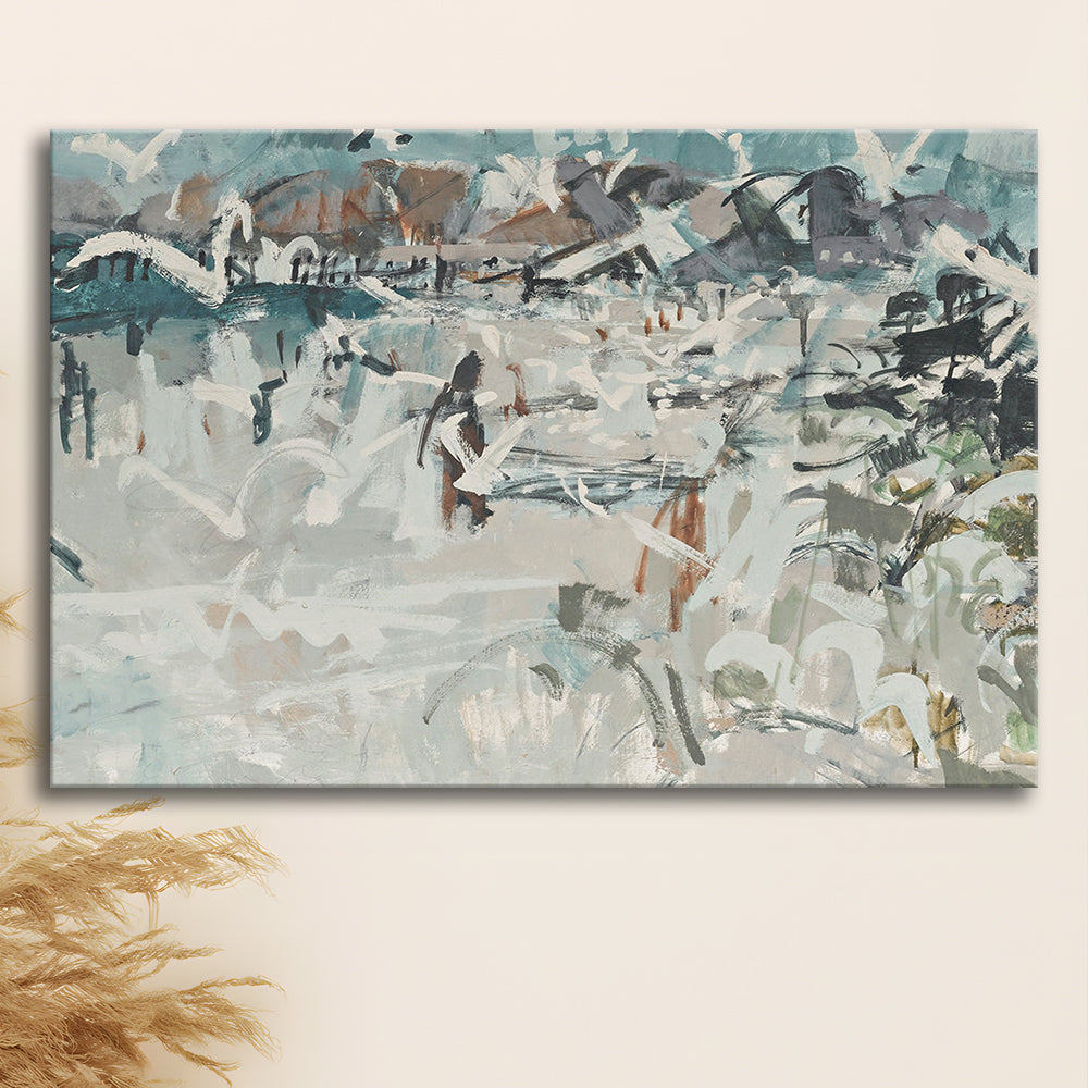 Vintage Seascape Abstract Canvas Print Wall Art, Large Coastal Canvas Print Wall Art, Gallery Wall