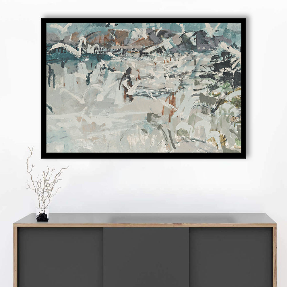Vintage Seascape Abstract Framed Art Print Wall Decor, Large Coastal Framed Art Print Wall Decor, Gallery Wall