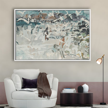 Vintage Seascape Abstract Framed Canvas Print Wall Art, Large Coastal Framed Canvas Print Wall Art, Gallery Wall