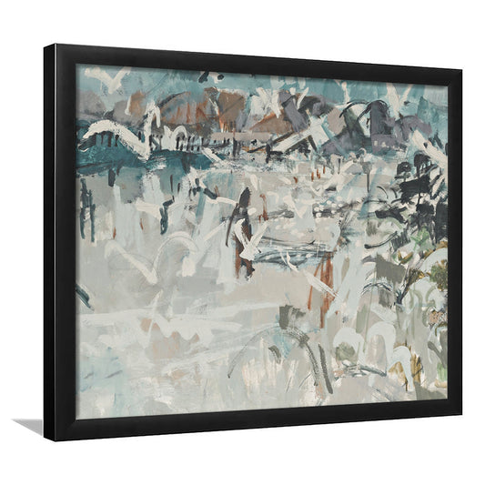 Vintage Seascape Abstract Framed Art Print Wall Decor, Large Coastal Framed Art Print Wall Decor, Gallery Wall