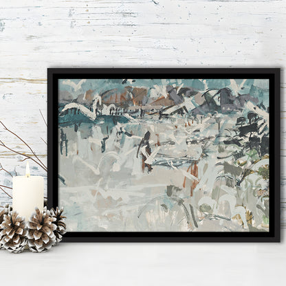 Vintage Seascape Abstract Framed Canvas Print Wall Art, Large Coastal Framed Canvas Print Wall Art, Gallery Wall